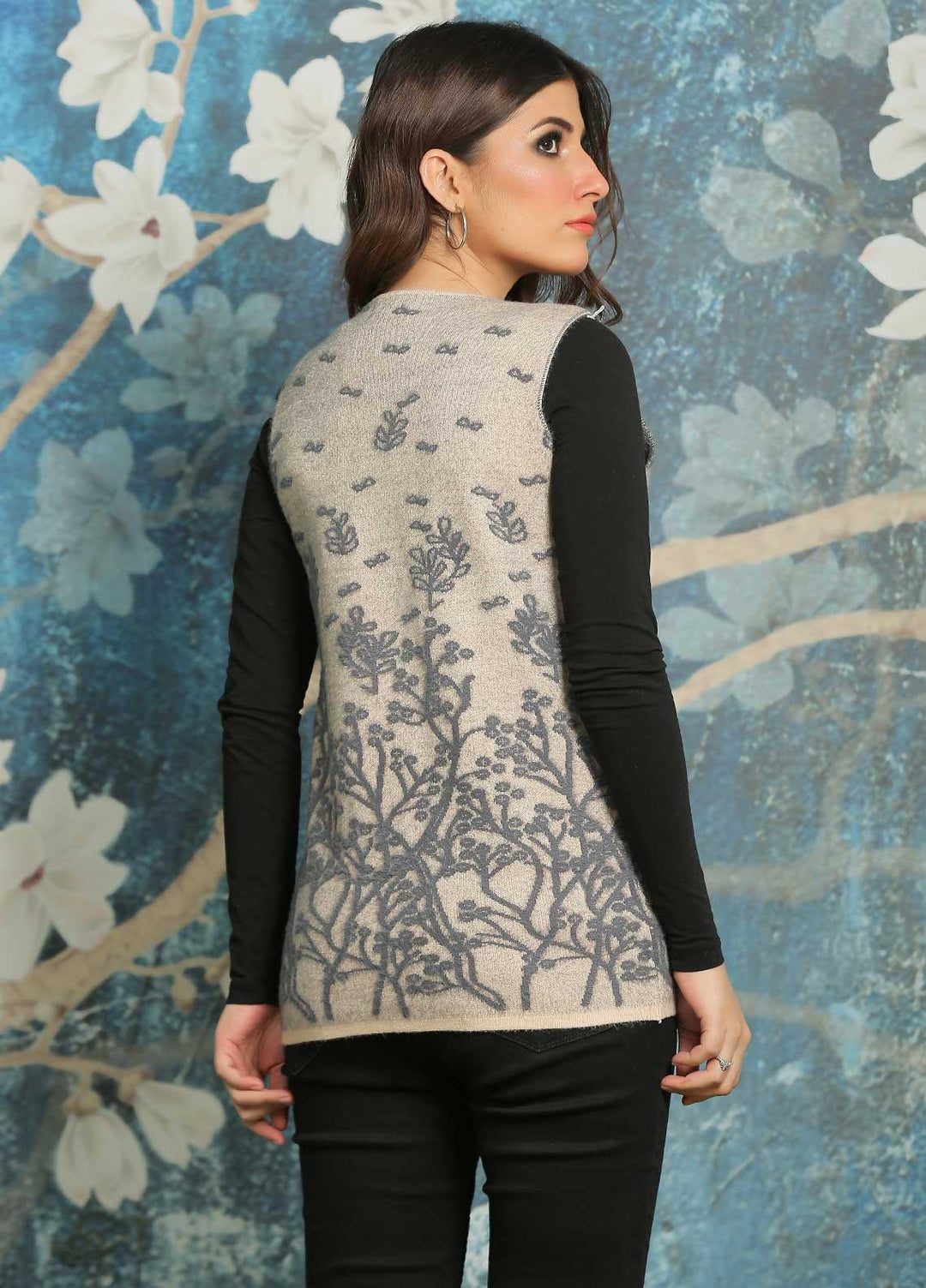 Sanaulla Exclusive Range Fancy Woolen Free Size  Sweater F20-Grey - Woolen Women Sweaters