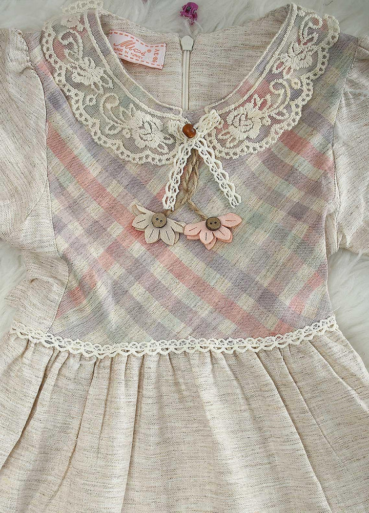 Sanaulla Exclusive Range Cotton Casual Frocks for Girls -  21219 Fawn-Pink