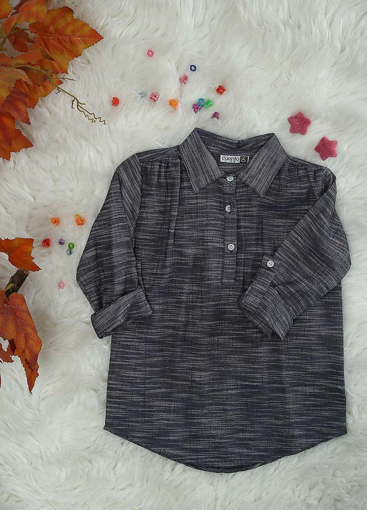 Sanaulla Exclusive Range Crepe Casual Girls Shirts -  405 D-Grey