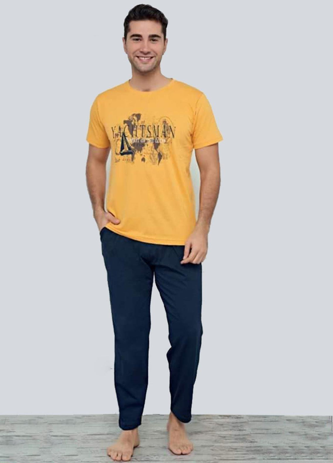 Cotton Men 2 Piece Home Wear SU21MH D-13 Yellow