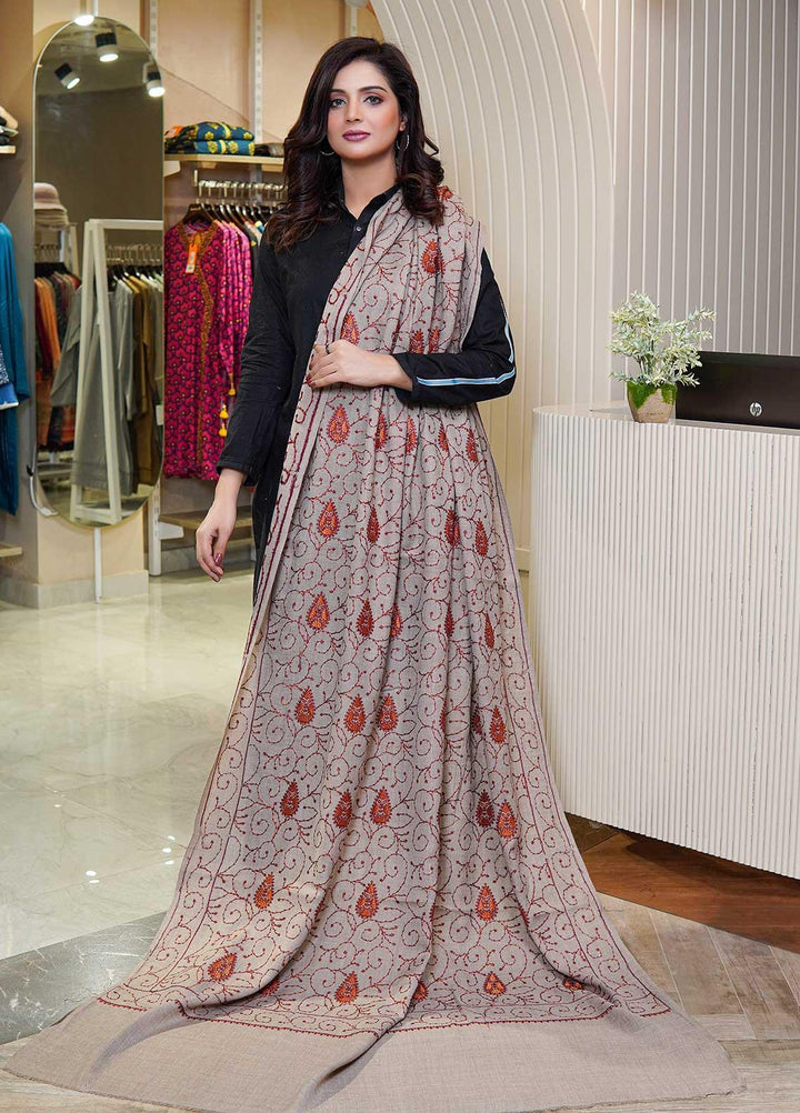 Sanaulla Exclusive Range  Pashmina  Shawls AKP-20 Beige - Pashmina Shawls