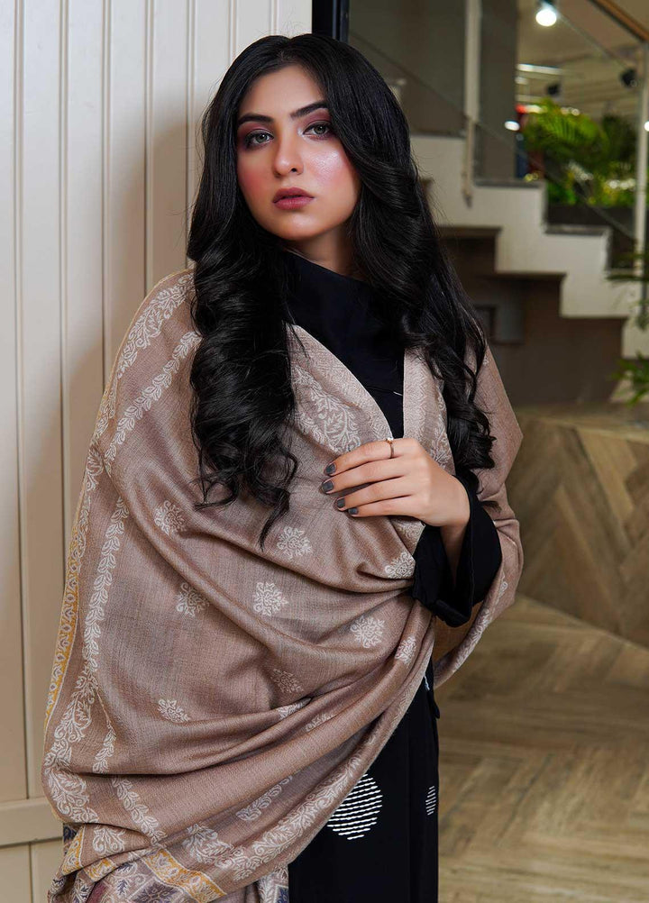 Sanaulla Exclusive Range  Pashmina  Shawls MAMA-07 Brown-3 - Pashmina Shawls