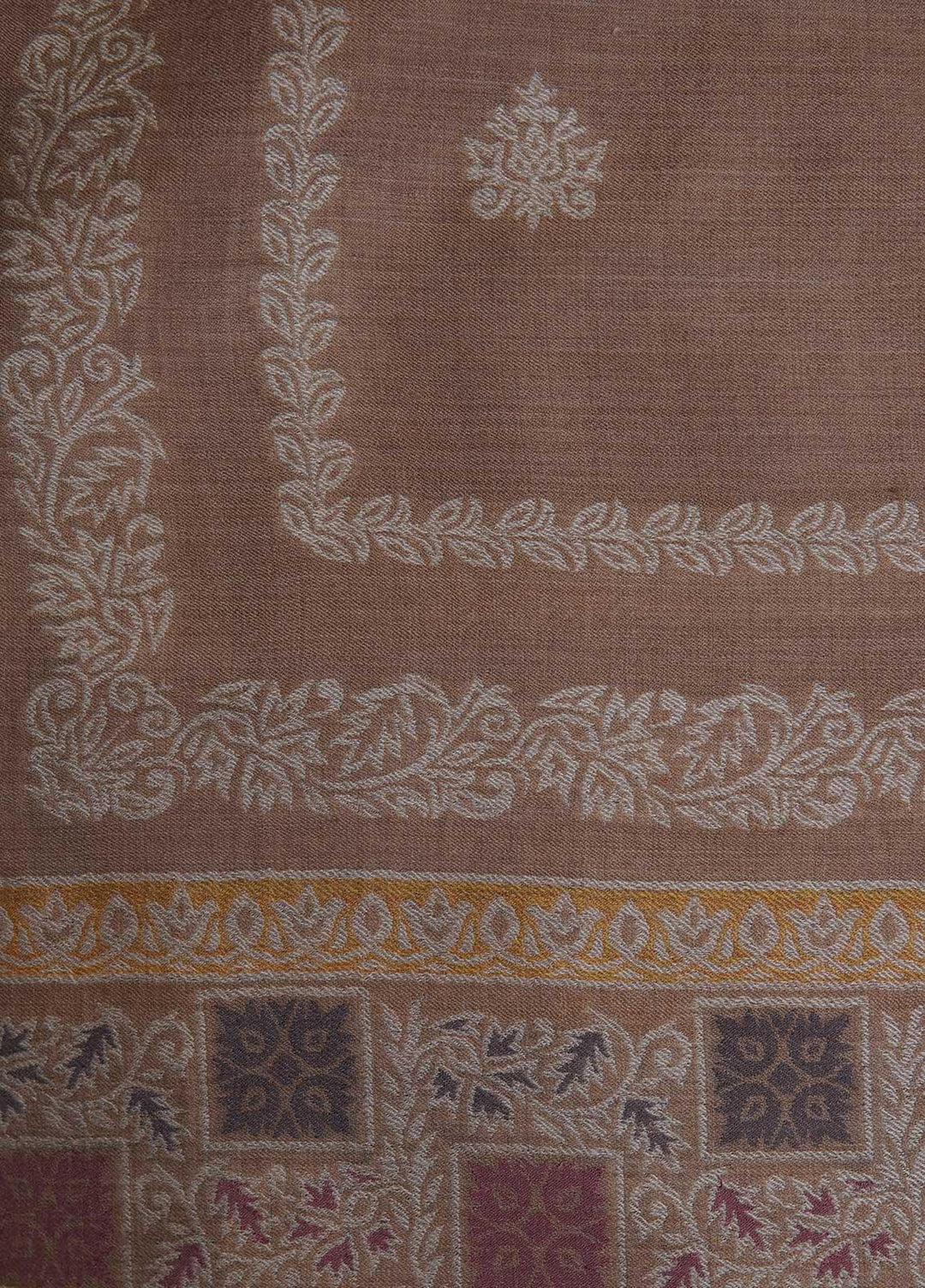 Sanaulla Exclusive Range  Pashmina  Shawls MAMA-07 Brown-3 - Pashmina Shawls