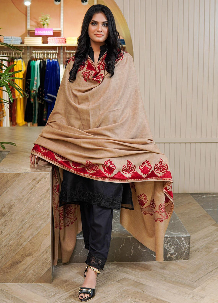 Sanaulla Exclusive Range  Pashmina  Shawls MAMA-26 Fawn-3 - Pashmina Shawls