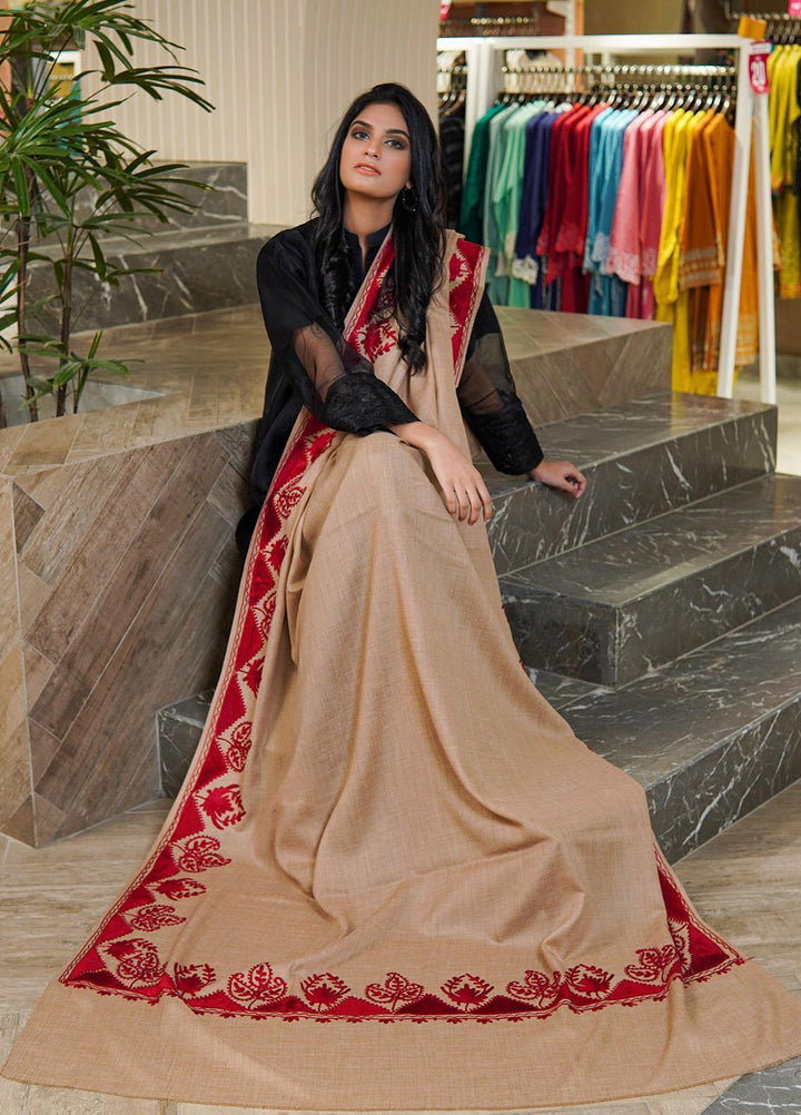 Sanaulla Exclusive Range  Pashmina  Shawls MAMA-26 Fawn-3 - Pashmina Shawls