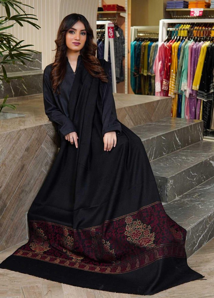 Sanaulla Exclusive Range  Pashmina  Shawls Zarri Palla C KPS-54 Black02 - Pashmina Shawls