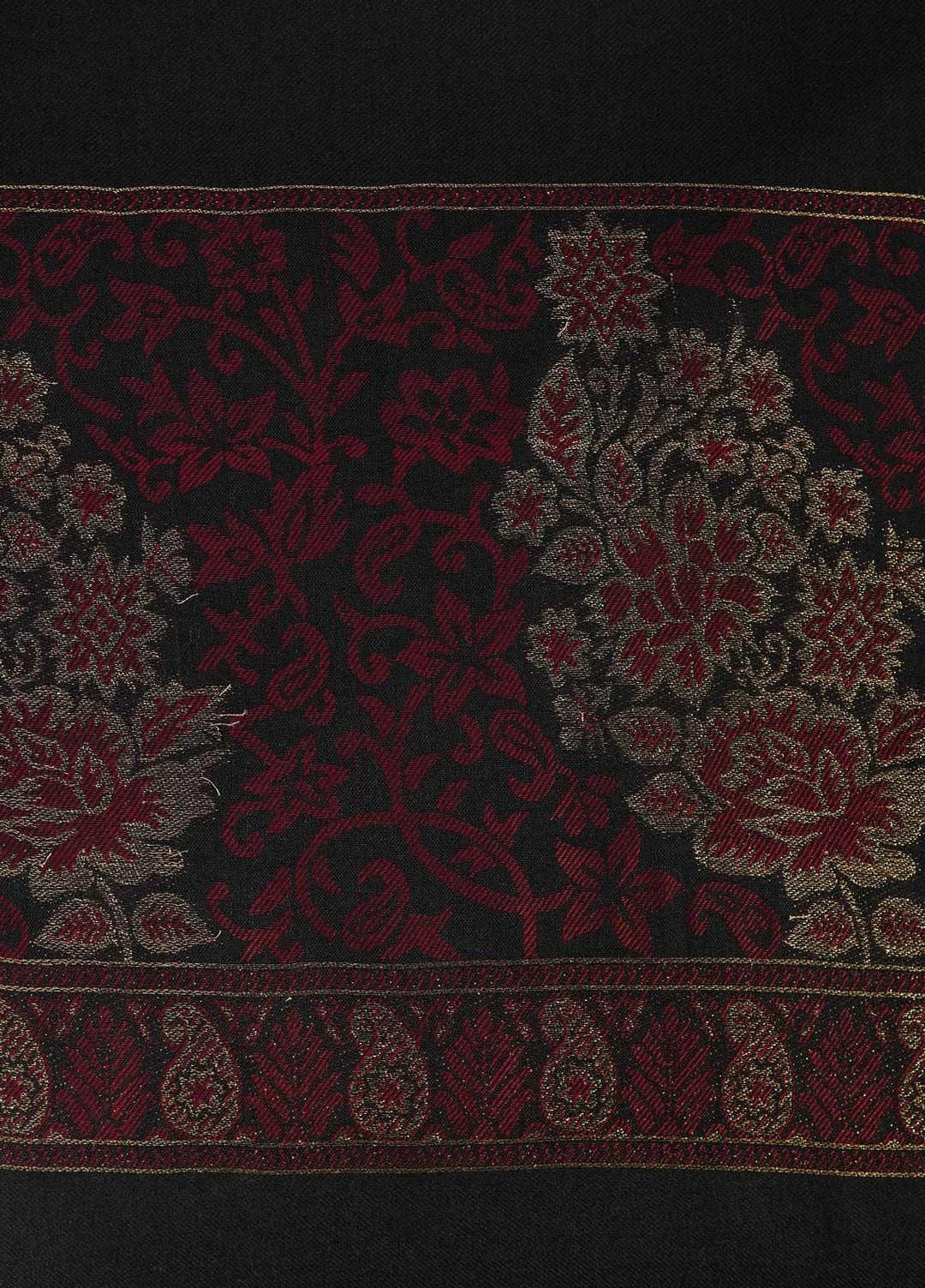 Sanaulla Exclusive Range  Pashmina  Shawls Zarri Palla C KPS-54 Black02 - Pashmina Shawls