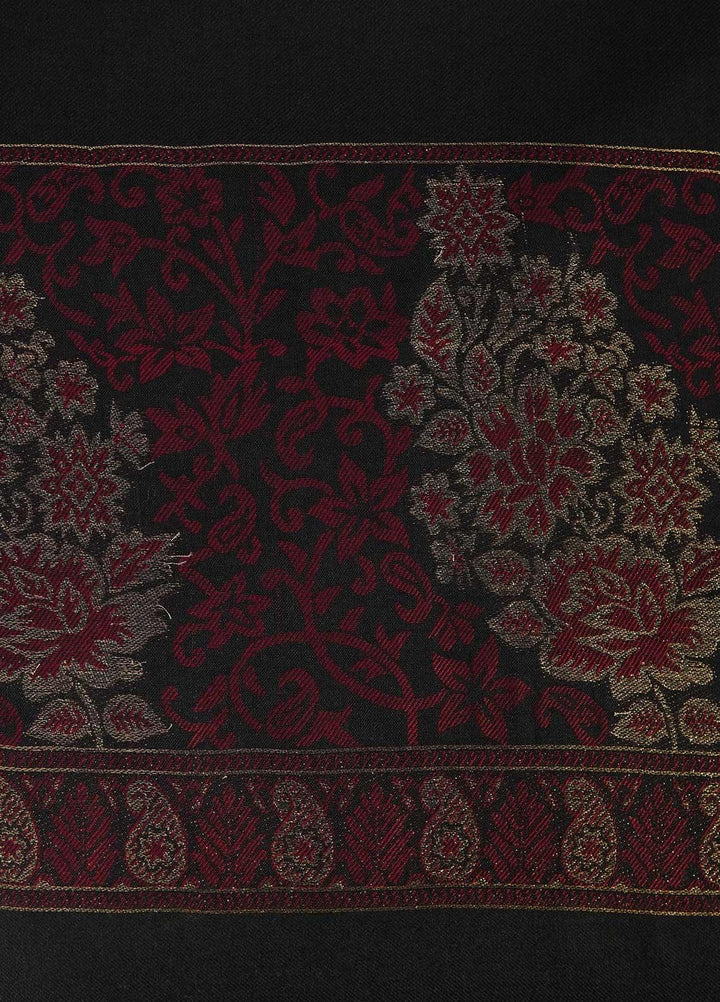 Sanaulla Exclusive Range  Pashmina  Shawls Zarri Palla C KPS-54 Black02 - Pashmina Shawls
