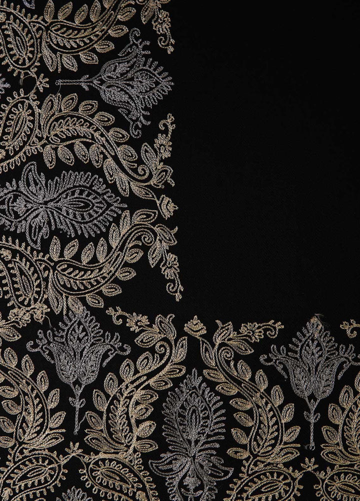 Sanaulla Exclusive Range  Pashmina  Shawls AKP-01 Black 02 - Pashmina Shawls