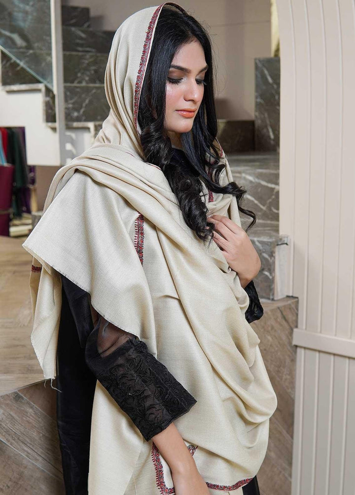 Sanaulla Exclusive Range  Pashmina  Shawls Kingri T DD KPS-21 Fawn03 - Pashmina Shawls