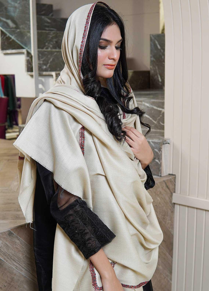 Sanaulla Exclusive Range  Pashmina  Shawls Kingri T DD KPS-21 Fawn03 - Pashmina Shawls