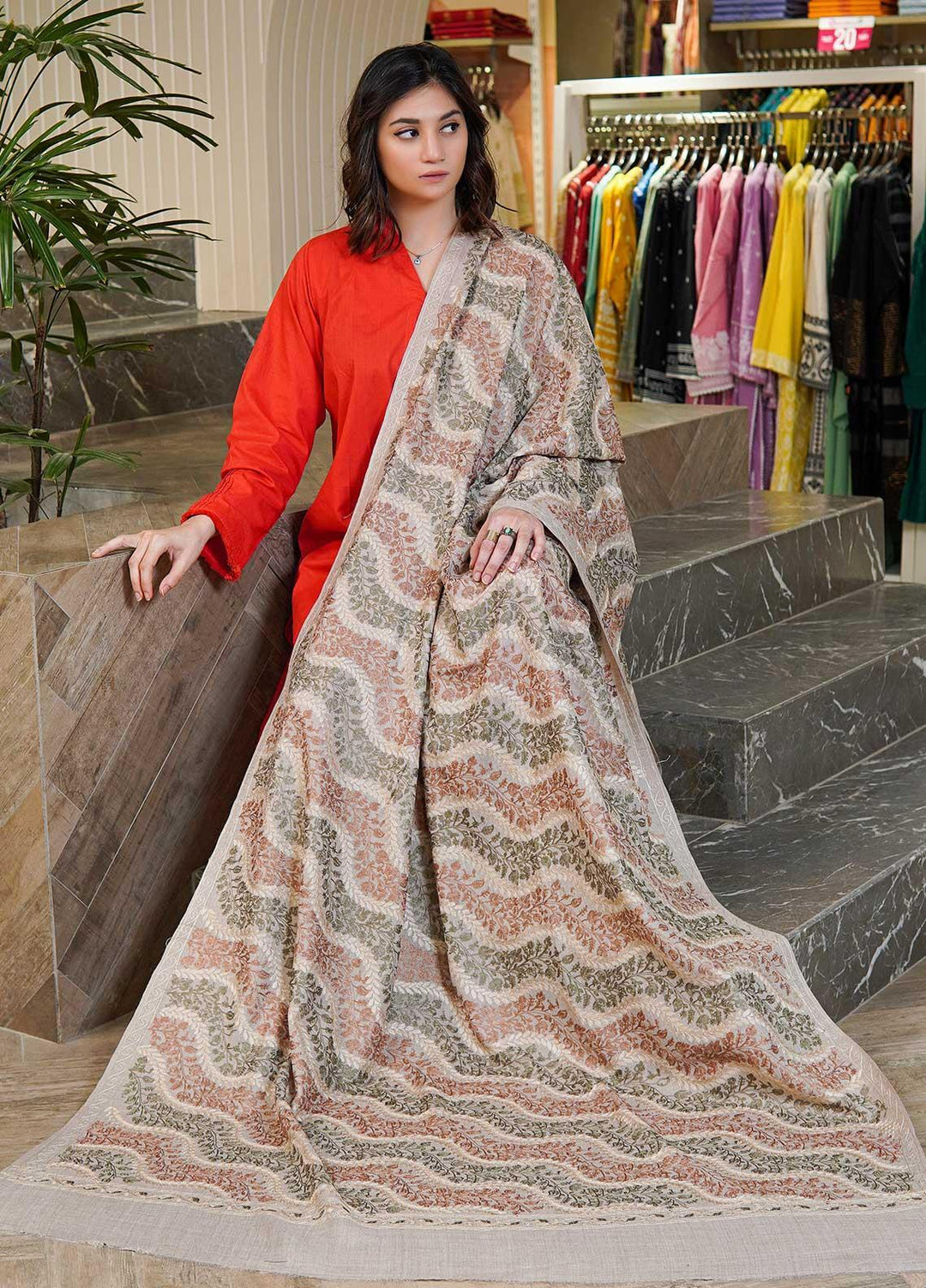 Sanaulla Exclusive Range  Pashmina  Shawls AKP-04 Beige 02 - Pashmina Shawls