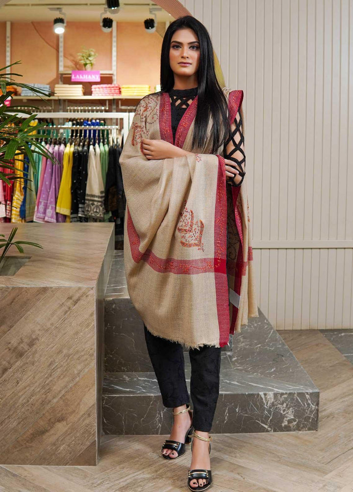 Sanaulla Exclusive Range  Pashmina  Shawls AKP-05 Beige 07 - Pashmina Shawls