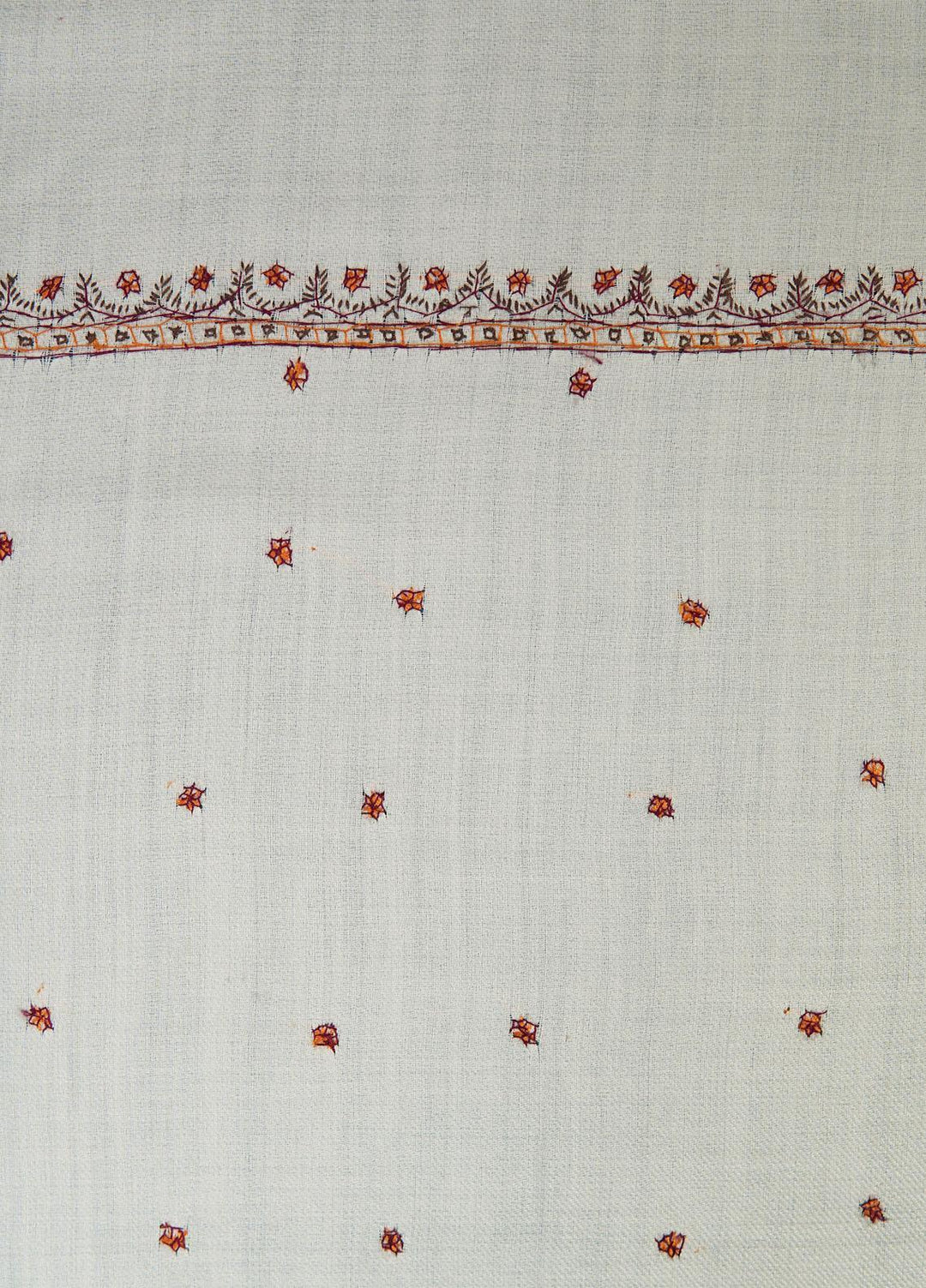 Sanaulla Exclusive Range  Pashmina  Shawls Star Buti KPS-05 White - Pashmina Shawls