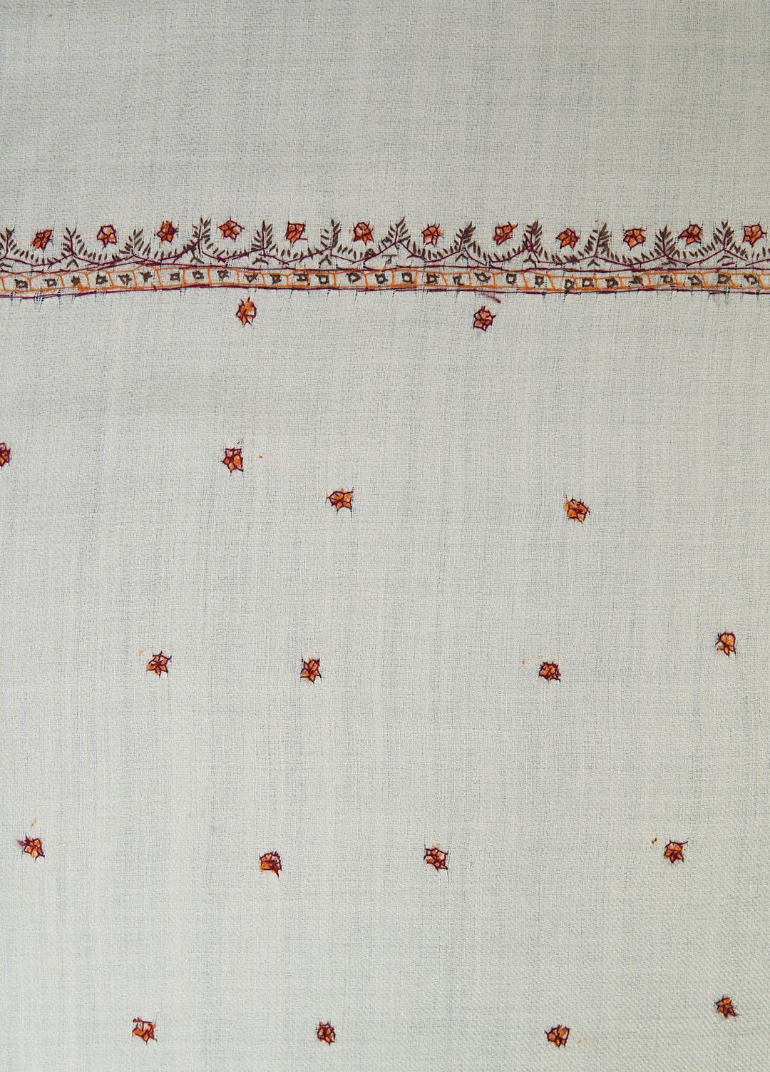 Sanaulla Exclusive Range  Pashmina  Shawls Star Buti KPS-05 White - Pashmina Shawls