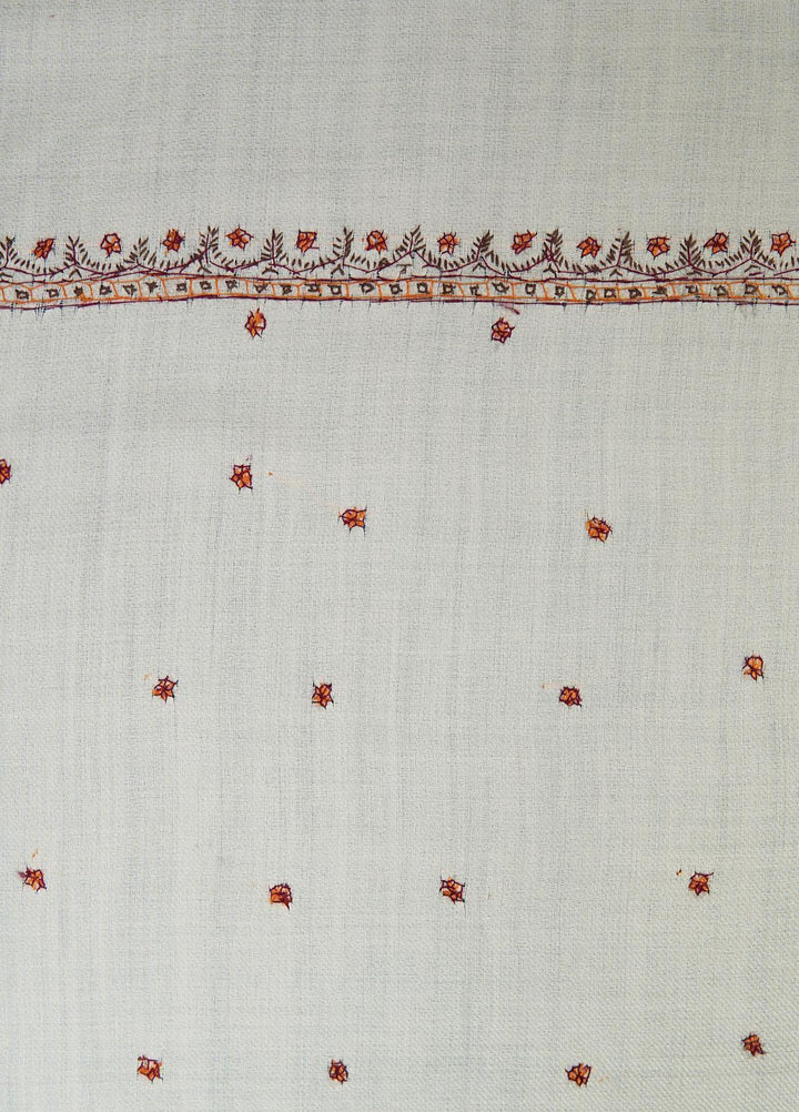 Sanaulla Exclusive Range  Pashmina  Shawls Star Buti KPS-05 White - Pashmina Shawls