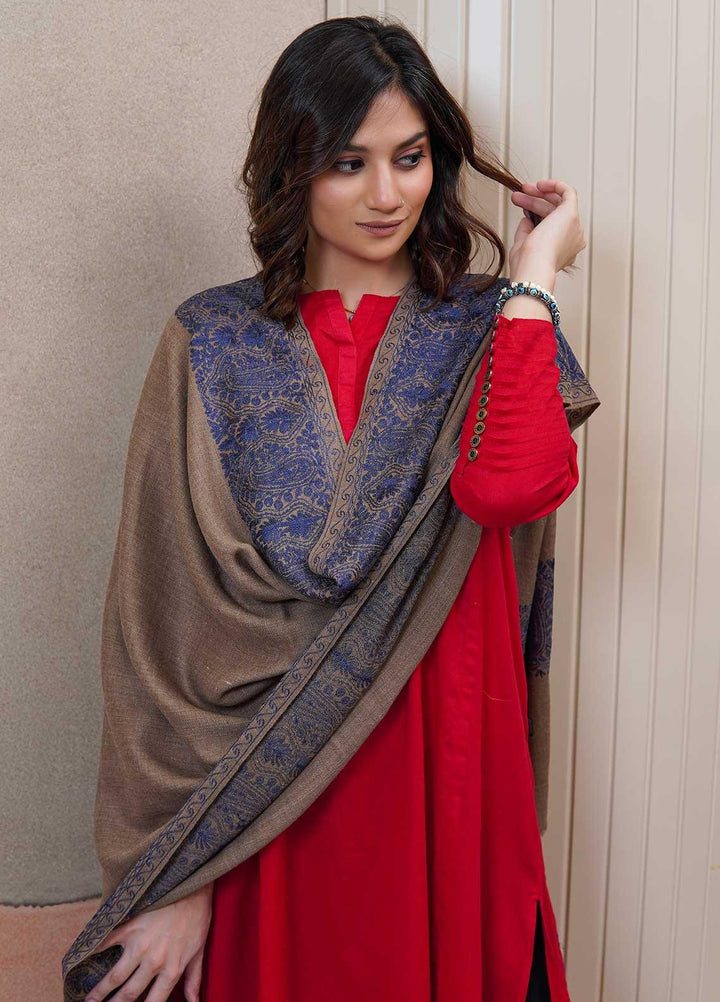 Sanaulla Exclusive Range  Pashmina  Shawls AKP-10 D Brown 01 - Pashmina Shawls