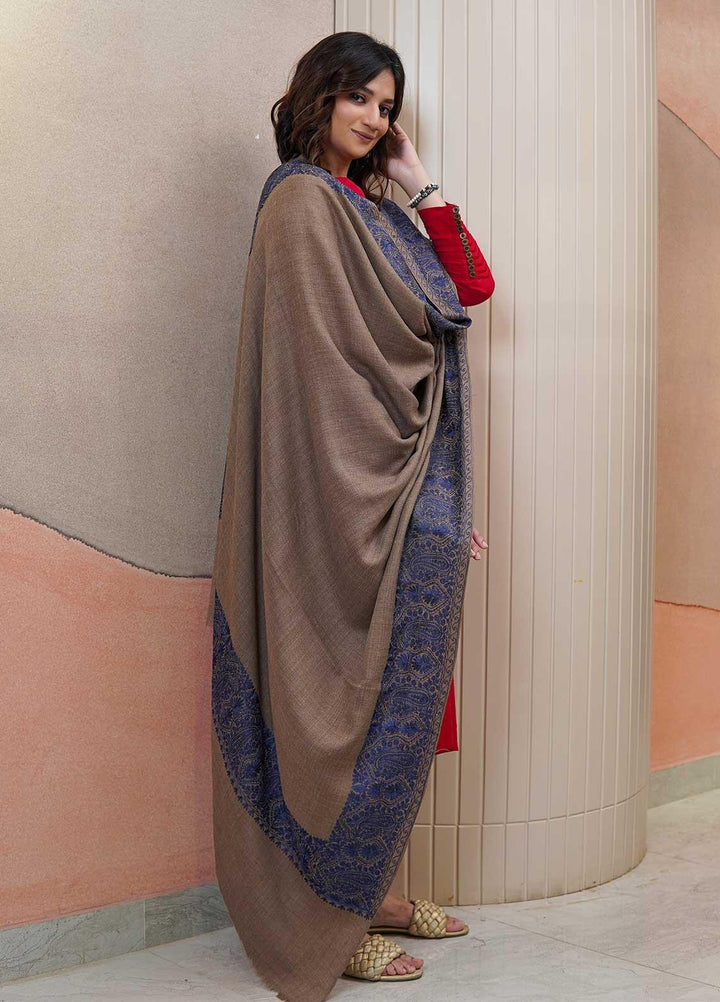 Sanaulla Exclusive Range  Pashmina  Shawls AKP-10 D Brown 01 - Pashmina Shawls