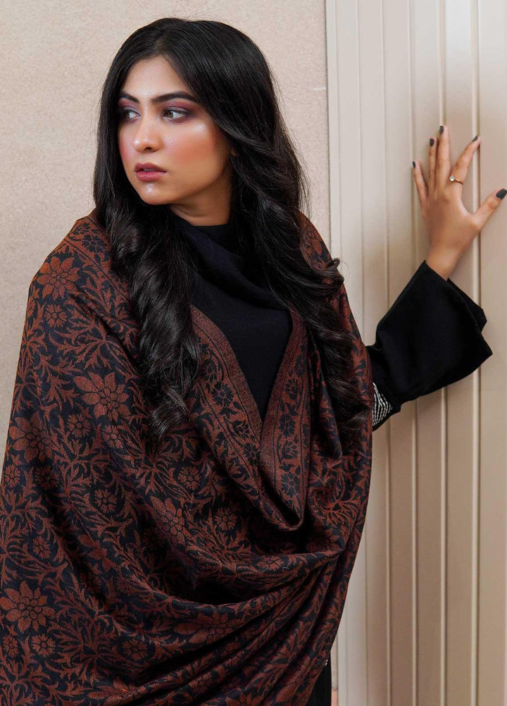 Sanaulla Exclusive Range  Pashmina  Shawls MAMA-35 Brown-1 - Pashmina Shawls