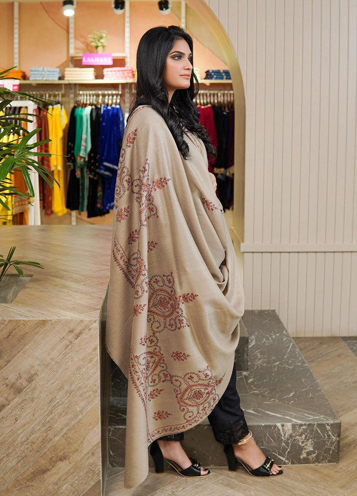 Sanaulla Exclusive Range  Pashmina  Shawls Variety Palla DD KPS-53 Fawn01 - Pashmina Shawls