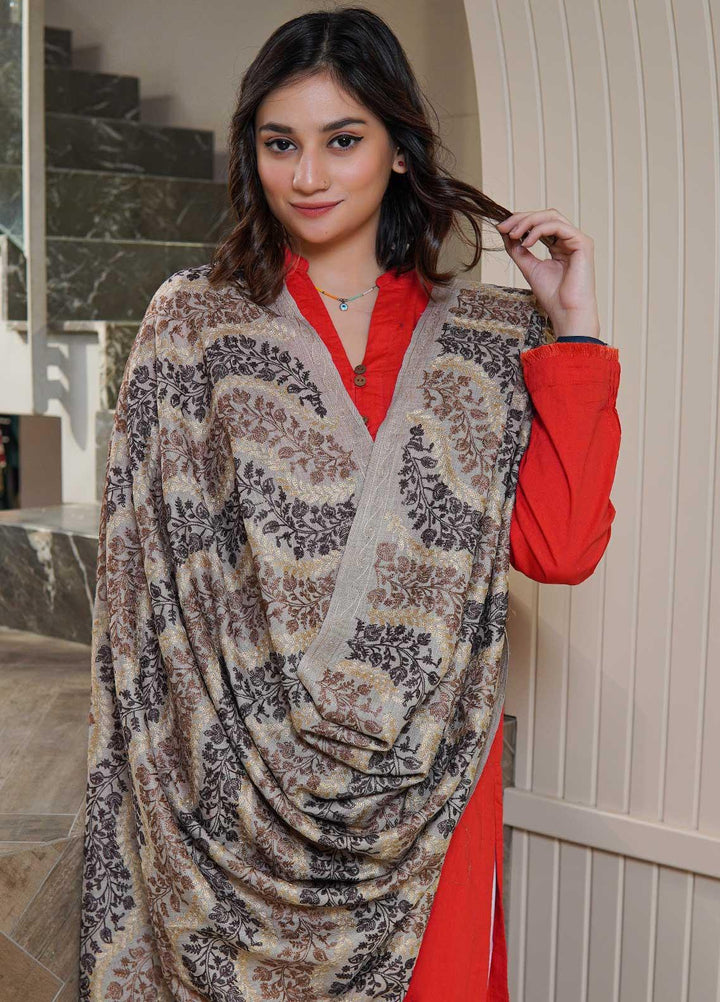 Sanaulla Exclusive Range  Pashmina  Shawls AKP-04 Beige 03 - Pashmina Shawls