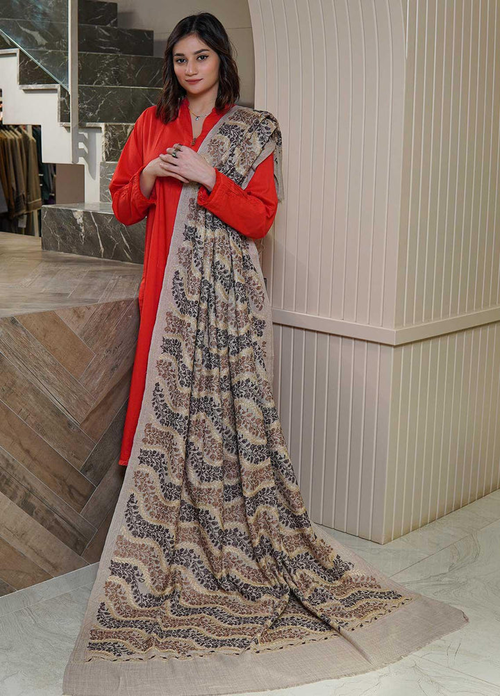 Sanaulla Exclusive Range  Pashmina  Shawls AKP-04 Beige 03 - Pashmina Shawls