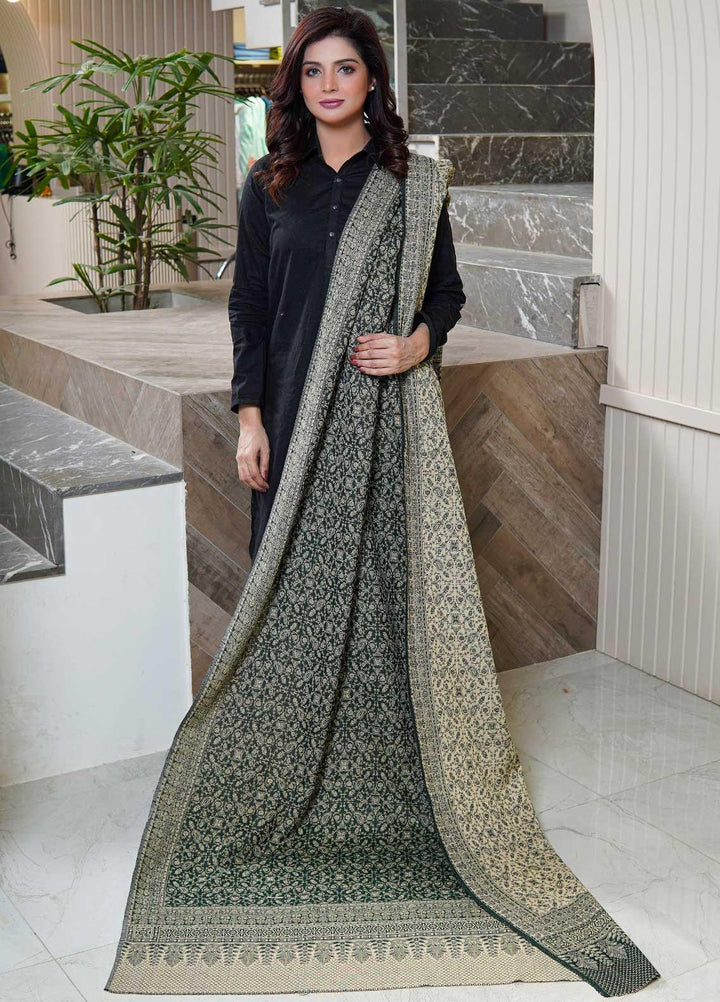 Sanaulla Exclusive Range  Pashmina  Shawls AKP-22 Green 06 - Pashmina Shawls