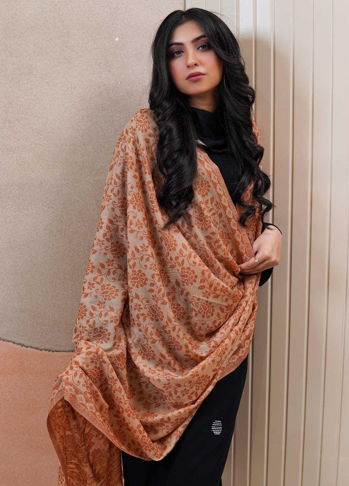 Sanaulla Exclusive Range  Pashmina  Shawls MAMA-35 Brown-3 - Pashmina Shawls