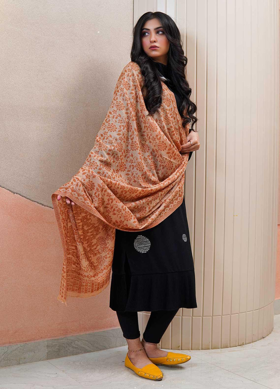 Sanaulla Exclusive Range  Pashmina  Shawls MAMA-35 Brown-3 - Pashmina Shawls