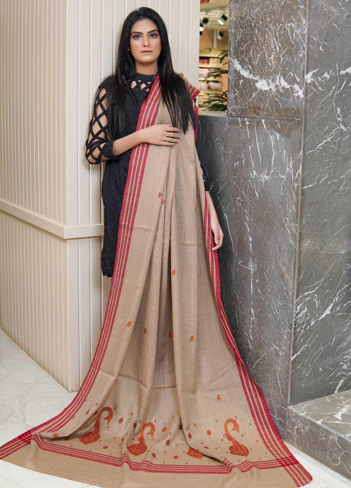 Sanaulla Exclusive Range  Pashmina  Shawls AKP-19 D Brown 01 - Pashmina Shawls