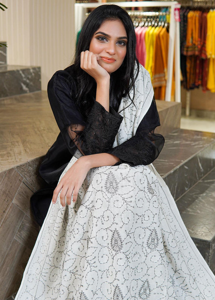 Sanaulla Exclusive Range  Pashmina  Shawls AKP-20 White 02 - Pashmina Shawls