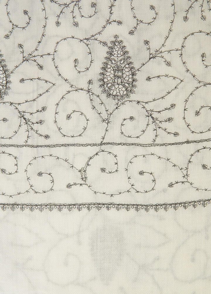 Sanaulla Exclusive Range  Pashmina  Shawls AKP-20 White 02 - Pashmina Shawls