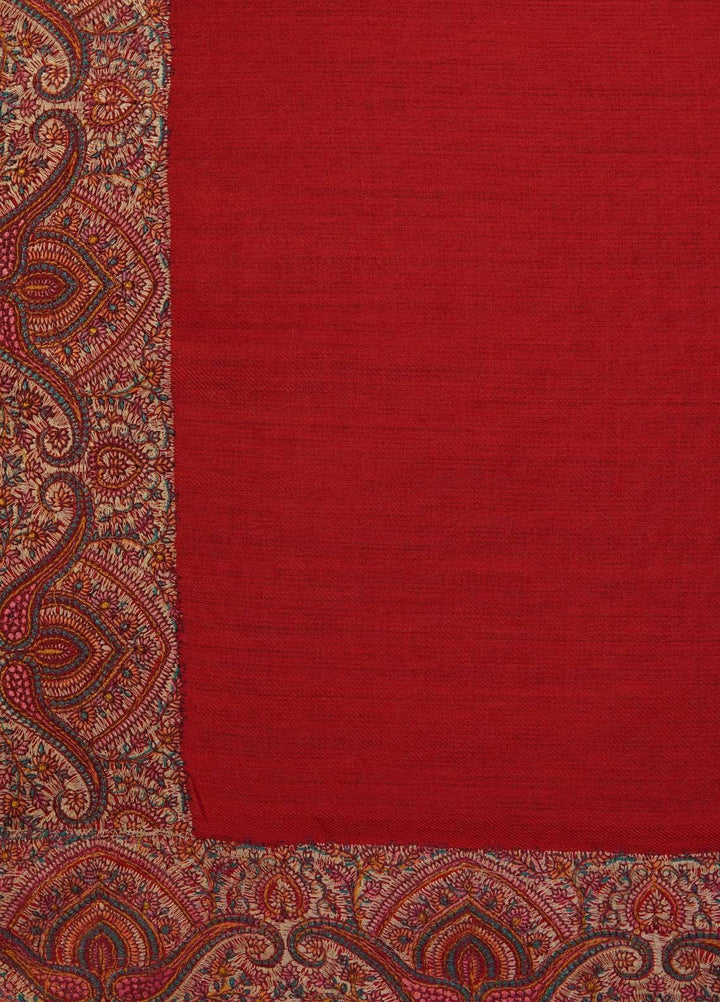 Sanaulla Exclusive Range  Pashmina  Shawls MAMA-31 Red-1 - Pashmina Shawls