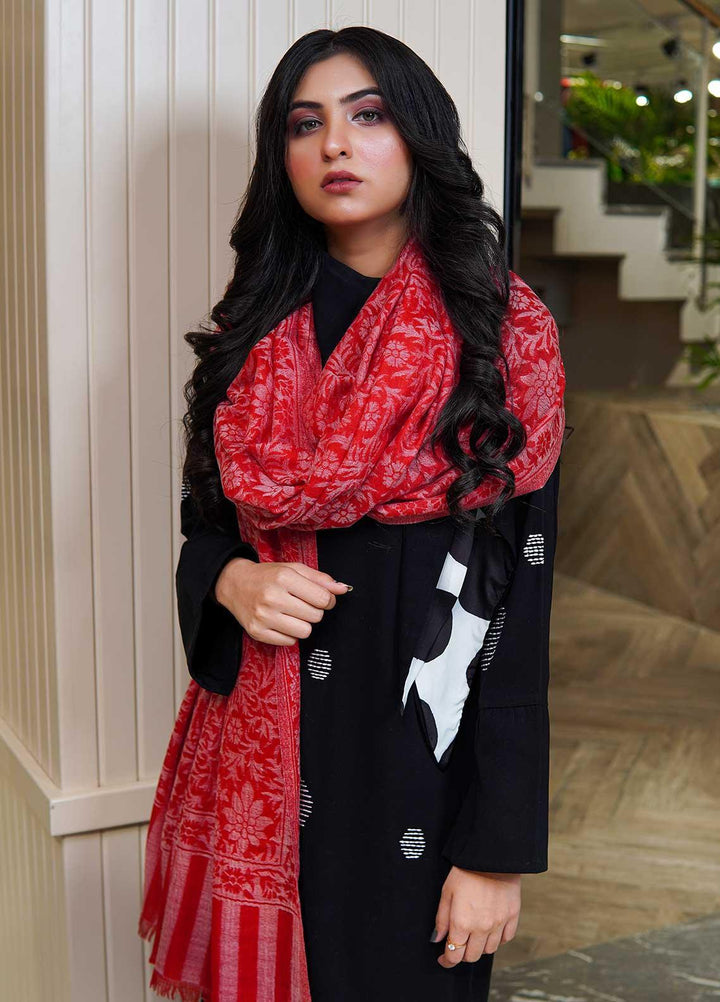 Sanaulla Exclusive Range  Pashmina  Shawls MAMA-35 Red-1 - Pashmina Shawls