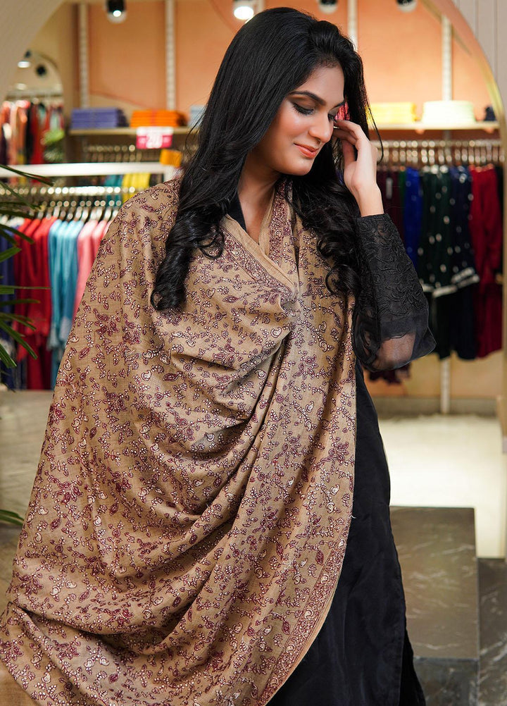 Sanaulla Exclusive Range  Pashmina  Shawls AKP-13 Beige 03 - Pashmina Shawls