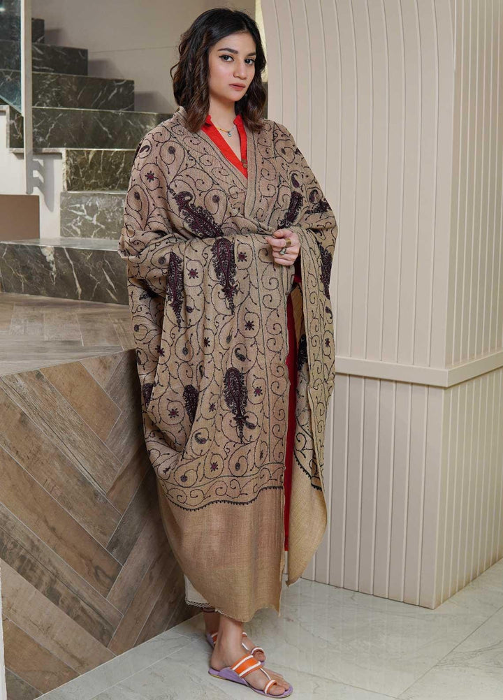 Sanaulla Exclusive Range  Pashmina  Shawls AKP-20 Beige 01 - Pashmina Shawls