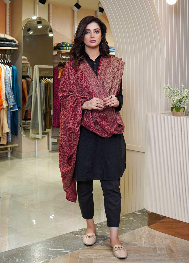 Sanaulla Exclusive Range  Pashmina  Shawls AKP-22 Red 03 - Pashmina Shawls