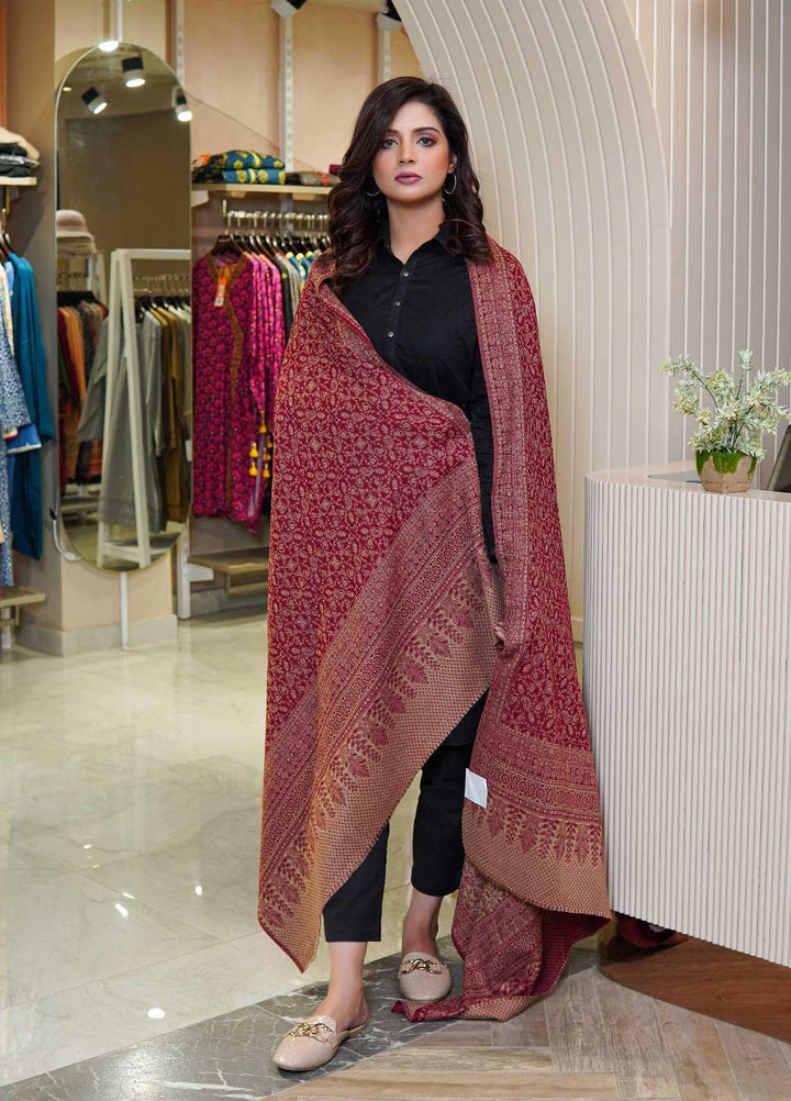 Sanaulla Exclusive Range  Pashmina  Shawls AKP-22 Red 03 - Pashmina Shawls