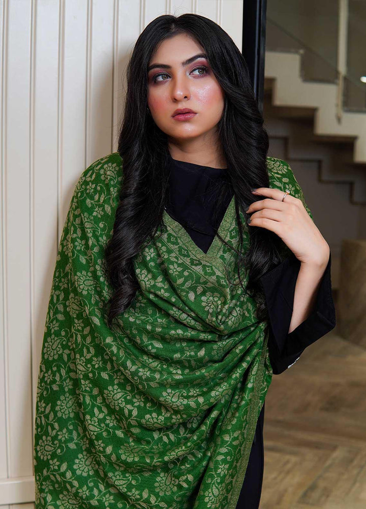Sanaulla Exclusive Range  Pashmina  Shawls MAMA-35 Green-1 - Pashmina Shawls