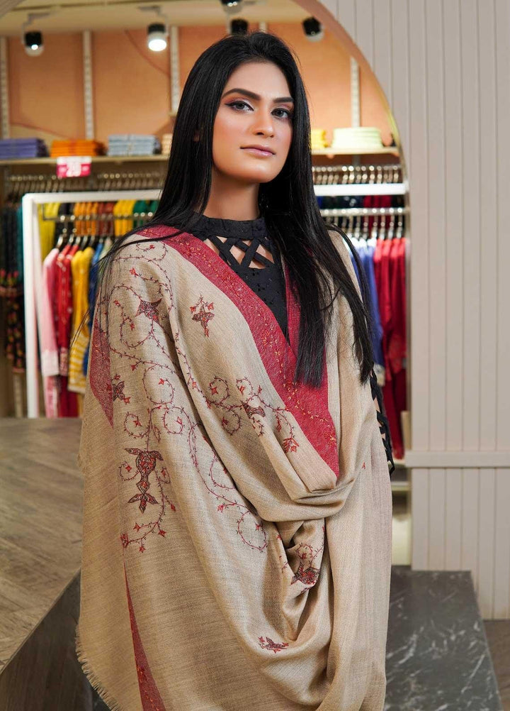 Sanaulla Exclusive Range  Pashmina  Shawls AKP-05 Beige 02 - Pashmina Shawls