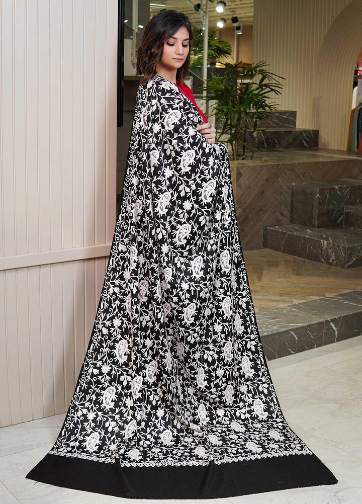 Sanaulla Exclusive Range  Pashmina  Shawls AKP-14 Black 02 - Pashmina Shawls