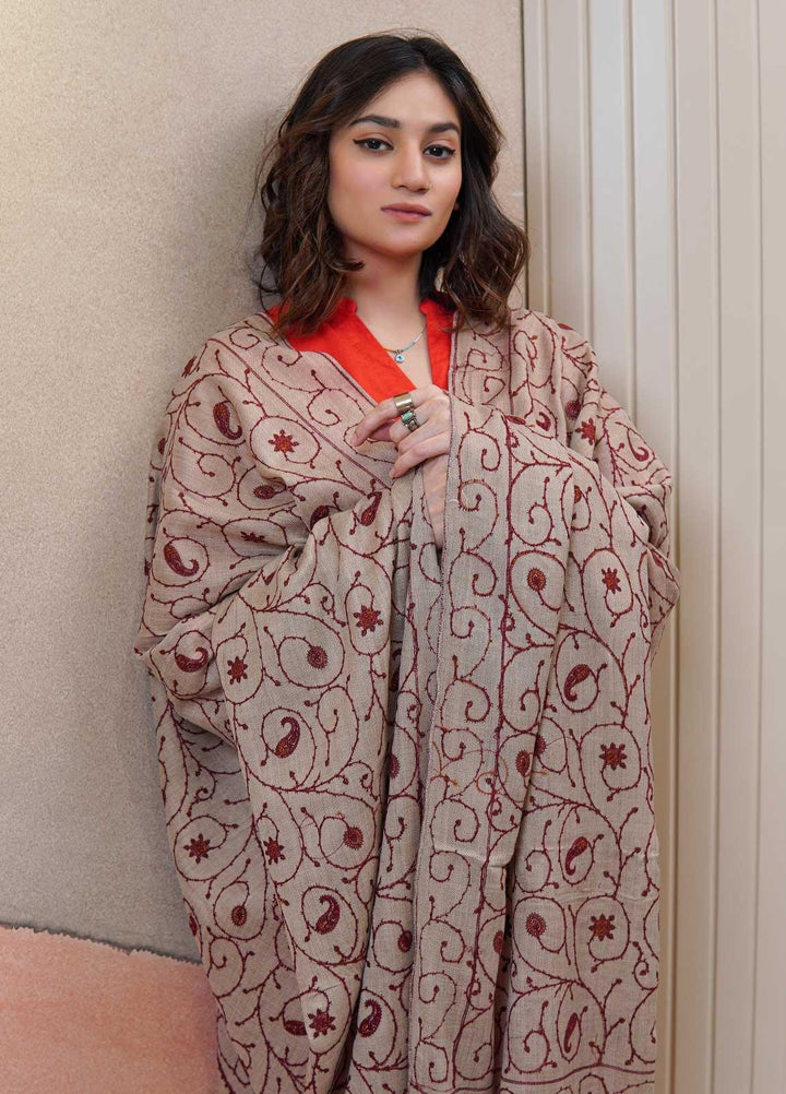 Sanaulla Exclusive Range  Pashmina  Shawls AKP-20 Fawn - Pashmina Shawls