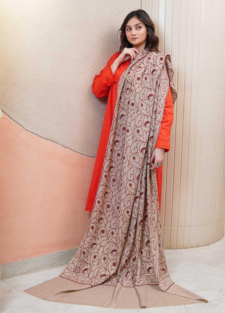 Sanaulla Exclusive Range  Pashmina  Shawls AKP-20 Fawn - Pashmina Shawls