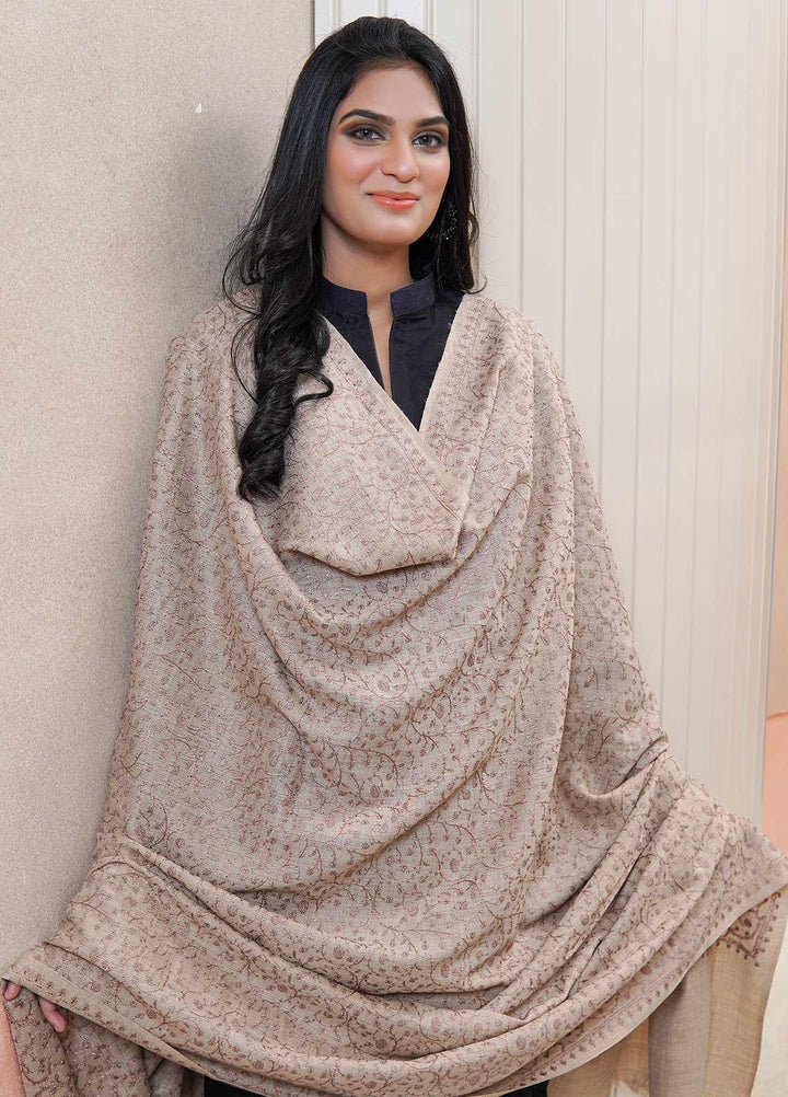 Sanaulla Exclusive Range  Pashmina  Shawls AKP-11 Fawn 03 - Pashmina Shawls