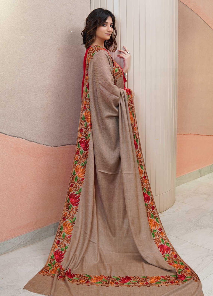 Sanaulla Exclusive Range  Pashmina  Shawls AKP-15 Brown 01 - Pashmina Shawls