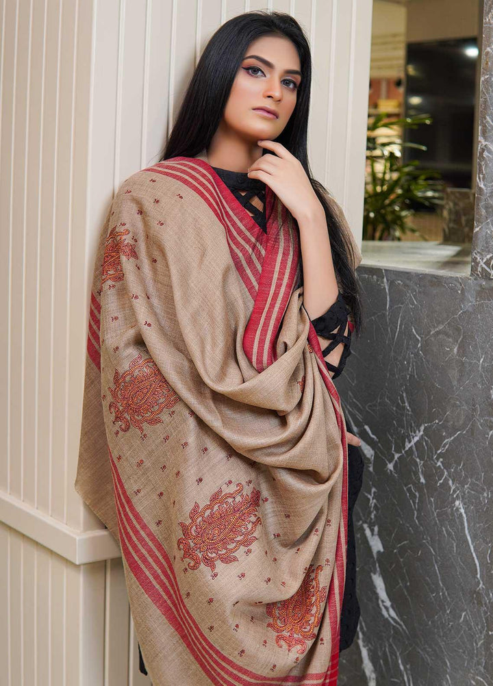 Sanaulla Exclusive Range  Pashmina  Shawls AKP-19 D Brown 04 - Pashmina Shawls