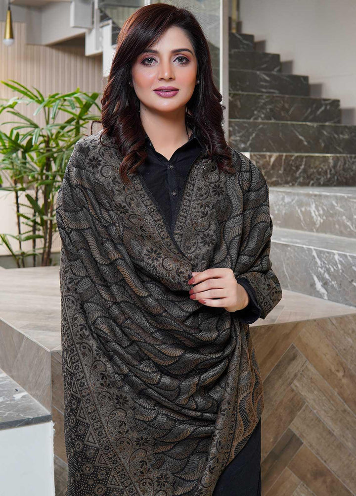 Sanaulla Exclusive Range  Pashmina  Shawls AKP-22 Black 04 - Pashmina Shawls