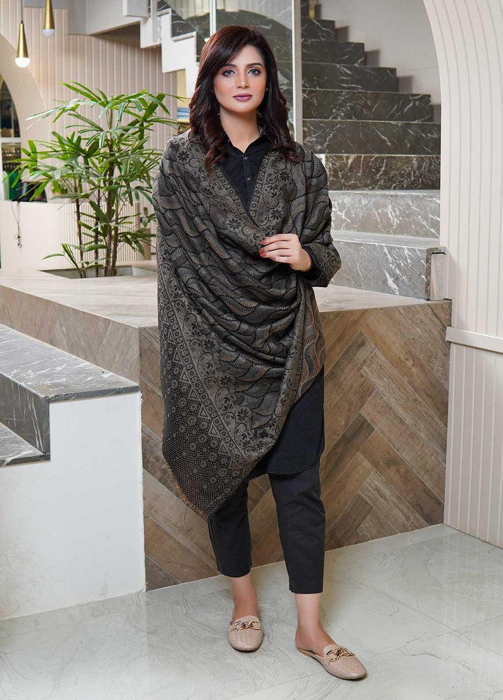 Sanaulla Exclusive Range  Pashmina  Shawls AKP-22 Black 04 - Pashmina Shawls