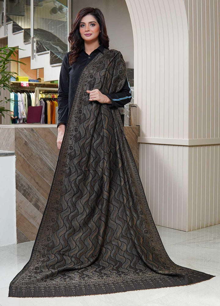 Sanaulla Exclusive Range  Pashmina  Shawls AKP-22 Black 04 - Pashmina Shawls