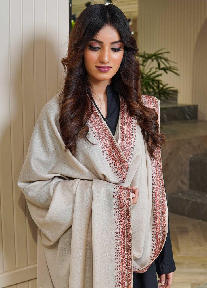 Sanaulla Exclusive Range  Pashmina  Shawls MAMA-16 Beige - Pashmina Shawls